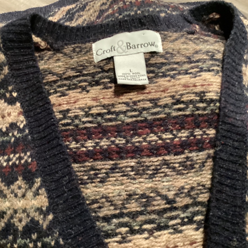 Croft & Barrow Wool Open Front Sweater, Size Larg… - image 3